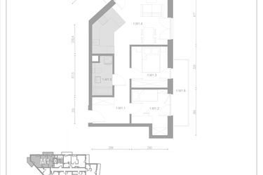 Rzut - Mieszkanie na sprzedaż 3 pokoje o powierzchni 59,09 m² - numer M1 w Apartamenty Casa Sole