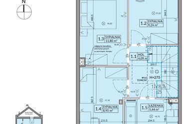 Rzut - Dom na sprzedaż 4 pokoje o powierzchni 85,17 m² - numer 172A w Arkady Walendów etap 3 i 4