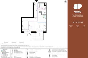 Rzut - Mieszkanie na sprzedaż 1 pokój o powierzchni 31,35 m² - numer K1.A.05.03 w Bulwary Praskie etap K i L