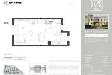 Rzut - Dom na sprzedaż 5 pokoi o powierzchni 85,73 m² - numer 2B w Nova Wola Park II