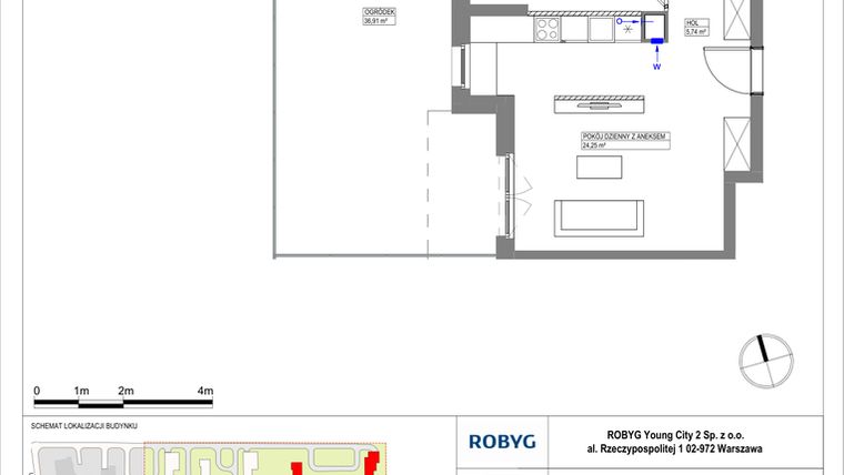 Rzut - Mieszkanie na sprzedaż 2 pokoje o powierzchni 45,81 m² - numer MLAAB/C/0/9 w Metro Life Apartamenty