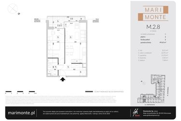 Rzut - Mieszkanie na sprzedaż 2 pokoje o powierzchni 49,62 m² - numer M.2.8 w Marimonte
