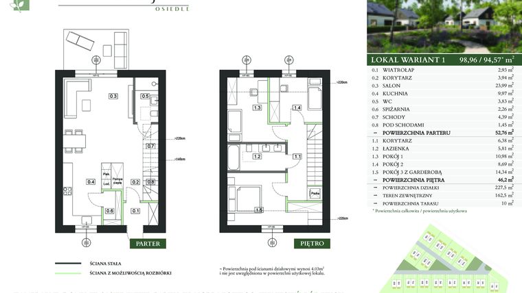 Rzut - Dom na sprzedaż 4 pokoje o powierzchni 94,57 m² - numer 6A w Domy w akacjach