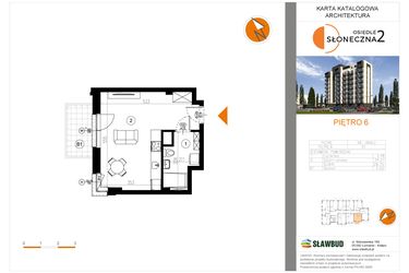 Rzut - Mieszkanie na sprzedaż 1 pokój o powierzchni 29,73 m² - numer 57 w Osiedle Słoneczna etap 2