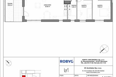 Rzut - Mieszkanie na sprzedaż 3 pokoje o powierzchni 78,66 m² - numer A.0M01 w Kobieli 4