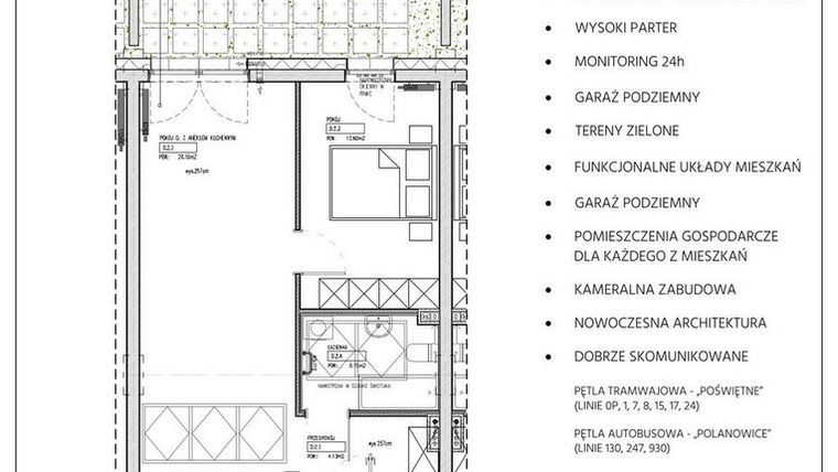 Rzut - Mieszkanie na sprzedaż 3 pokoje o powierzchni 50,26 m² - numer 232/2 w Kamieńskiego 232