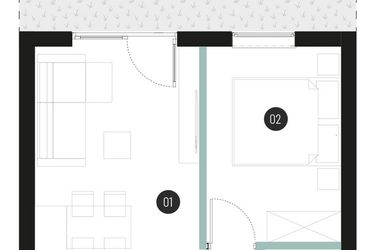 Rzut - Mieszkanie na sprzedaż 2 pokoje o powierzchni 35,87 m² - numer M08 w Atrium House