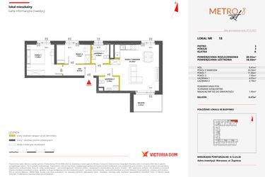 Rzut - Mieszkanie na sprzedaż 3 pokoje o powierzchni 60,45 m² - numer 18 w Metro Art 8