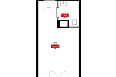 Rzut - Mieszkanie na sprzedaż 1 pokój o powierzchni 25,52 m² - numer A1 109LU w 29L - Apartamenty inwestycyjne