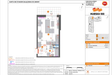 Rzut - Mieszkanie na sprzedaż 1 pokój o powierzchni 27,89 m² - numer 67 w Hubska 100 etap 2