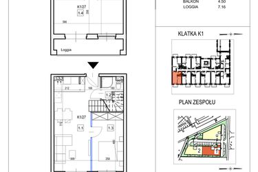 Rzut - Mieszkanie na sprzedaż 2 pokoje o powierzchni 71,74 m² - numer K1/27 w Przystań Królewiecka III