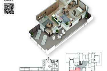 Rzut - Mieszkanie na sprzedaż 3 pokoje o powierzchni 53,34 m² - numer 1 w Villa Park - Etap III