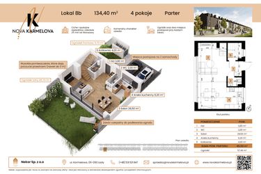 Rzut - Dom na sprzedaż 4 pokoje o powierzchni 134,4 m² - numer 8B w NOVA KARMELOVA