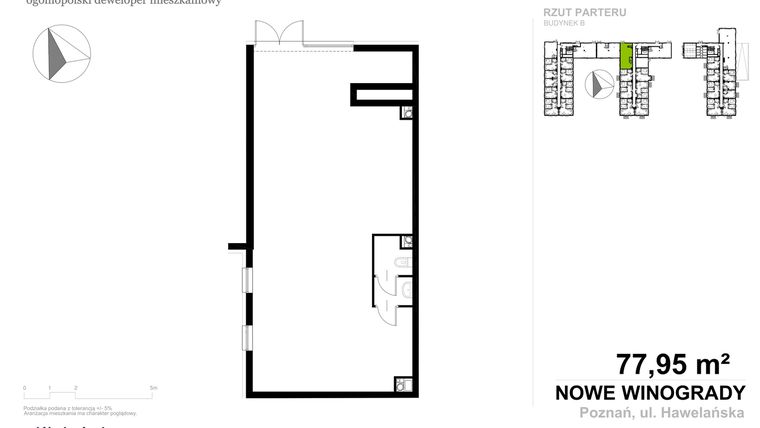 Rzut - Lokal użytkowy na sprzedaż 1 pokój o powierzchni 77,95 m² - numer LU.004 w Nowe Winogrady