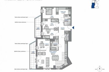 Rzut - Mieszkanie na sprzedaż 5 pokoi o powierzchni 126,09 m² - numer 10.2 w SEAHall
