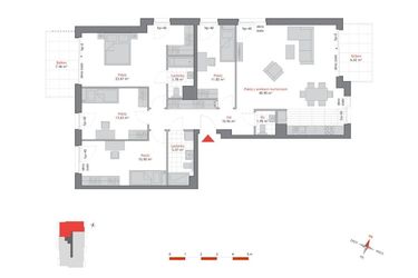 Rzut - Mieszkanie na sprzedaż 5 pokoi o powierzchni 128,23 m² - numer A2.2.1/2 w Atrium Oliva