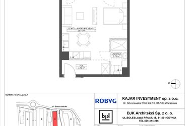 Rzut - Mieszkanie na sprzedaż 1 pokój o powierzchni 34,67 m² - numer C.1M08 w Foresteria