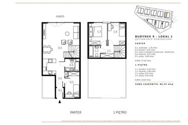 Rzut - Mieszkanie na sprzedaż 3 pokoje o powierzchni 85,22 m² - numer B9/M1 w Wille Estezja