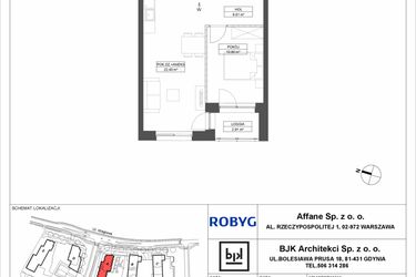 Rzut - Mieszkanie na sprzedaż 2 pokoje o powierzchni 43,59 m² - numer A.3M10 w WENDY