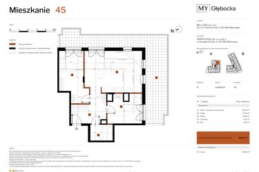 Rzut - Mieszkanie na sprzedaż 3 pokoje o powierzchni 65,07 m² - numer 45 w MY Głębocka