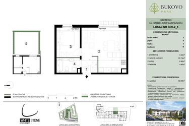 Rzut - Mieszkanie na sprzedaż 2 pokoje o powierzchni 41,06 m² - numer B.2.5 w Bukovo Park