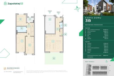 Rzut - Dom na sprzedaż 4 pokoje o powierzchni 118,14 m² - numer 3B w Zapolskiej 12