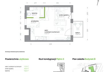 Rzut - Mieszkanie na sprzedaż 1 pokój o powierzchni 33,74 m² - numer B/KL3/3/03 w Podhalańska Vita