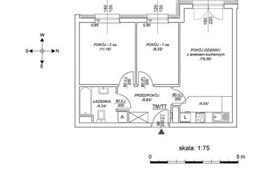 Rzut - Mieszkanie na sprzedaż 3 pokoje o powierzchni 48,93 m² - numer M11 w Osiedle Mała Dziesiąta etap II