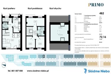 Rzut - Mieszkanie na sprzedaż 4 pokoje o powierzchni 72,16 m² - numer 4B2 w Osiedle Primo