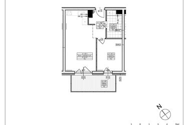 Rzut - Mieszkanie na sprzedaż 2 pokoje o powierzchni 41,08 m² - numer A1.7 w Osiedle Zielone bud. A1, B8