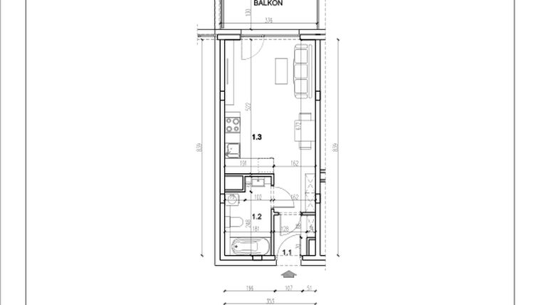 Rzut - Mieszkanie na sprzedaż 1 pokój o powierzchni 27,92 m² - numer 20 w Łużycka 71