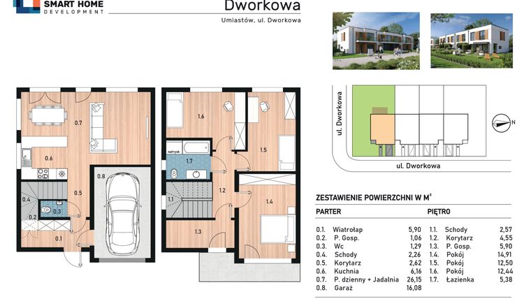 Rzut - Dom na sprzedaż 4 pokoje o powierzchni 119,77 m² - numer 1 w Osiedle Nowa Dworkowa