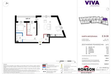 Rzut - Mieszkanie na sprzedaż 3 pokoje o powierzchni 63,54 m² - numer EB_08 w Viva Jagodno etap III