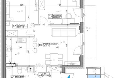 Rzut - Mieszkanie na sprzedaż 3 pokoje o powierzchni 62,2 m² - numer 42A w Osiedle Młodych etap V