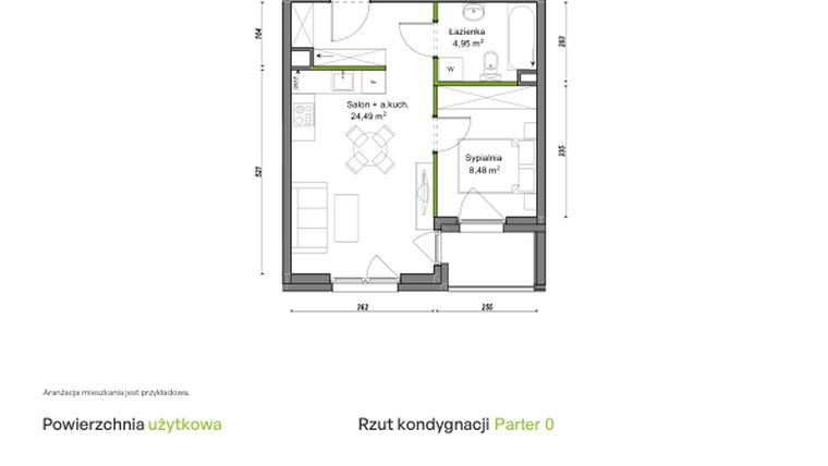 Rzut - Mieszkanie na sprzedaż 2 pokoje o powierzchni 37,92 m² - numer D2/G/02 w Orawska Vita