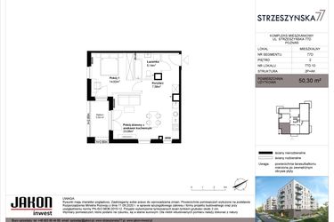 Rzut - Mieszkanie na sprzedaż 2 pokoje o powierzchni 50,3 m² - numer 77D.10 w Strzeszyńska 77