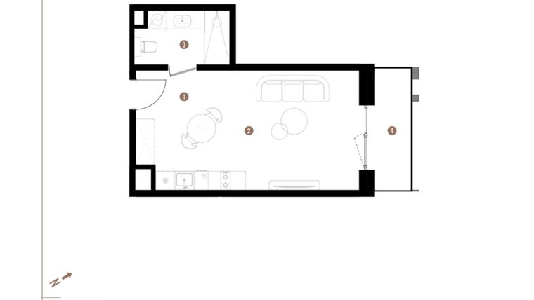 Rzut - Mieszkanie na sprzedaż 1 pokój o powierzchni 30,87 m² - numer A1.7.10 w Apartamenty Grundmanna