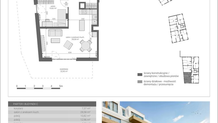 Rzut - Mieszkanie na sprzedaż 3 pokoje o powierzchni 63,84 m² - numer C.M3 w Matemblevo