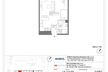 Rzut - Mieszkanie na sprzedaż 1 pokój o powierzchni 36,02 m² - numer E.6M13 w Nowa Wałowa bud. E