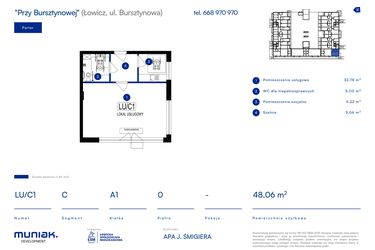 Rzut - Lokal użytkowy na sprzedaż 4 pokoje o powierzchni 48,06 m² - numer LU/C1 w Przy Bursztynowej