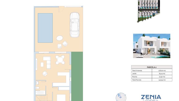 Rzut - Dom na sprzedaż 3 pokoje o powierzchni 143,94 m² - numer 2 w La Zenia Victory - Orihuela Costa