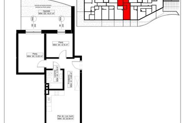 Rzut - Mieszkanie na sprzedaż 3 pokoje o powierzchni 56,08 m² - numer 4 w Światowida 61B