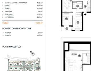 Rzut - Mieszkanie na sprzedaż 3 pokoje o powierzchni 118,8 m² - numer 12F.5 w Wille Miejskie Lekcyjna