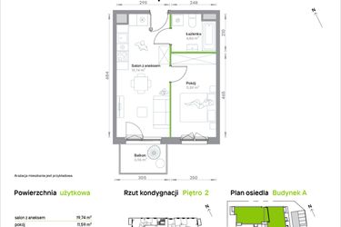 Rzut - Mieszkanie na sprzedaż 2 pokoje o powierzchni 36,19 m² - numer A/2/64 w Krakowska Vita etap II