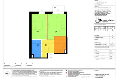 Rzut - Mieszkanie na sprzedaż 2 pokoje o powierzchni 43,67 m² - numer A13 w Augustówka Residence