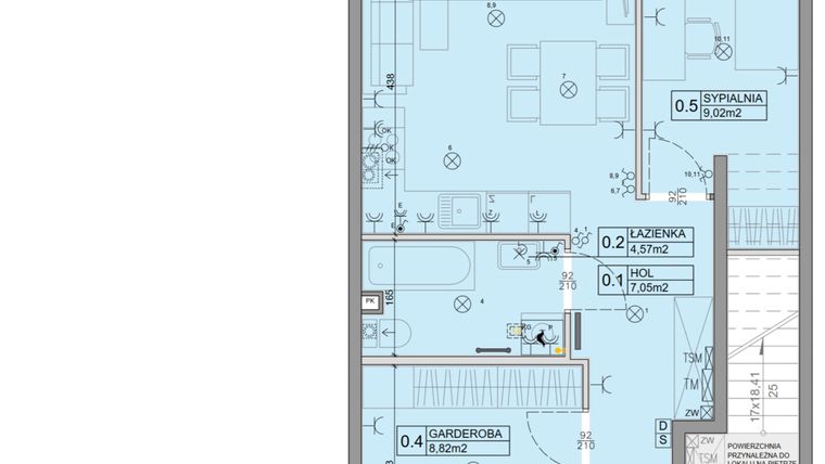 Rzut - Mieszkanie na sprzedaż 3 pokoje o powierzchni 46,34 m² - numer 101 w Manufaktura Marki 2 etap IV