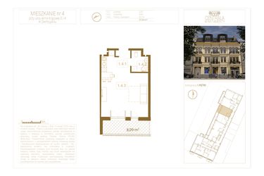 Rzut - Mieszkanie na sprzedaż 2 pokoje o powierzchni 37,54 m² - numer 4 w Centrala