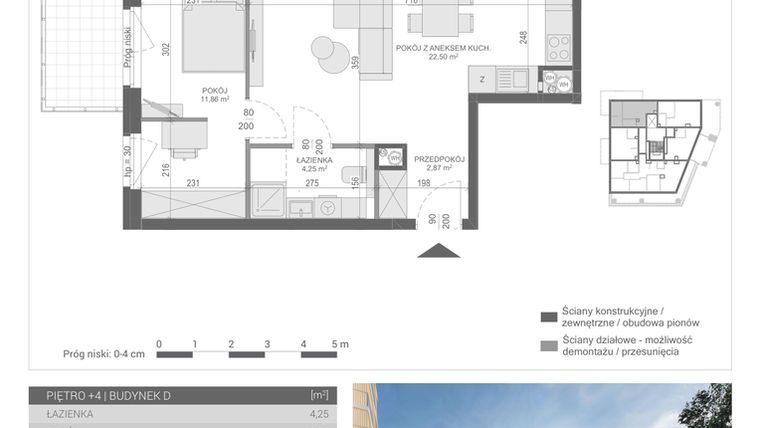 Rzut - Mieszkanie na sprzedaż 2 pokoje o powierzchni 41,48 m² - numer M-25 w Unikat Apartamenty D