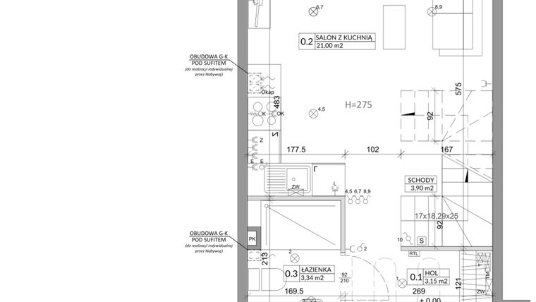 Rzut - Dom na sprzedaż 3 pokoje o powierzchni 64,2 m² - numer 24A w Ogrody Przyjaciół 5 etap II
