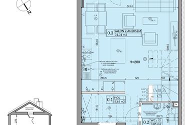 Rzut - Dom na sprzedaż 4 pokoje o powierzchni 82,62 m² - numer 40A w Nova Magdalenka 7 etap IV-VI
